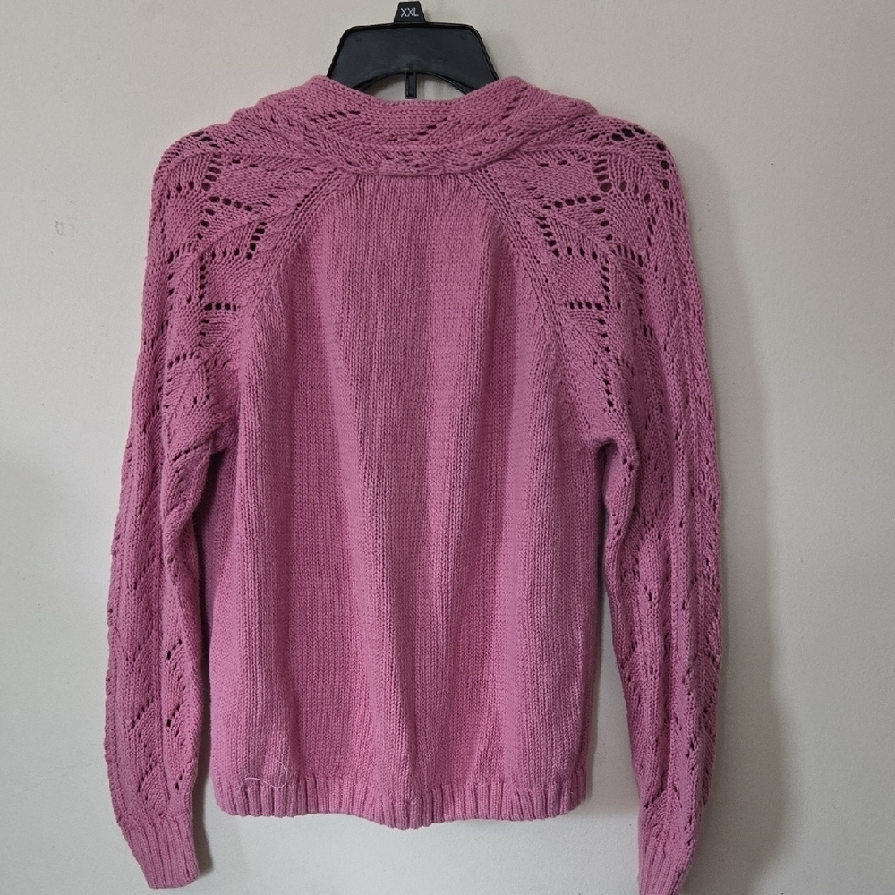 Vintage Bonnie Evans Cardigan Sz Large. Pink Mauve Rose Sweet Feminine Romantic - Picture 7 of 9